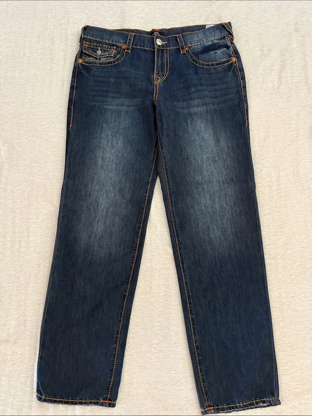 True Religion Ricki Relaxed Straight Leg Dark Blue Jeans